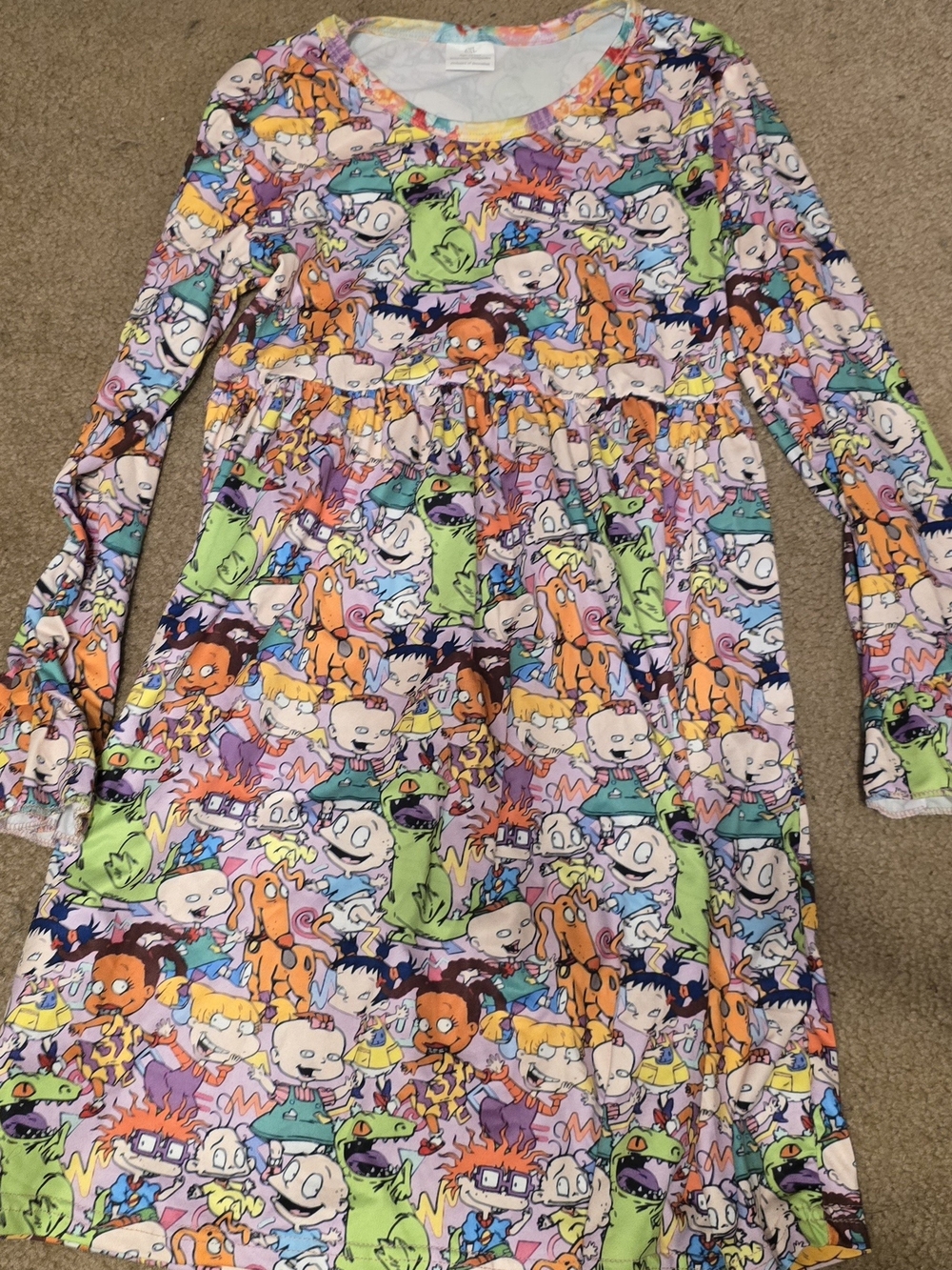 Girls' Multicolor Rugrats-Print Long Sleeve Casual Dress